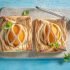 pastry with peaches and mint